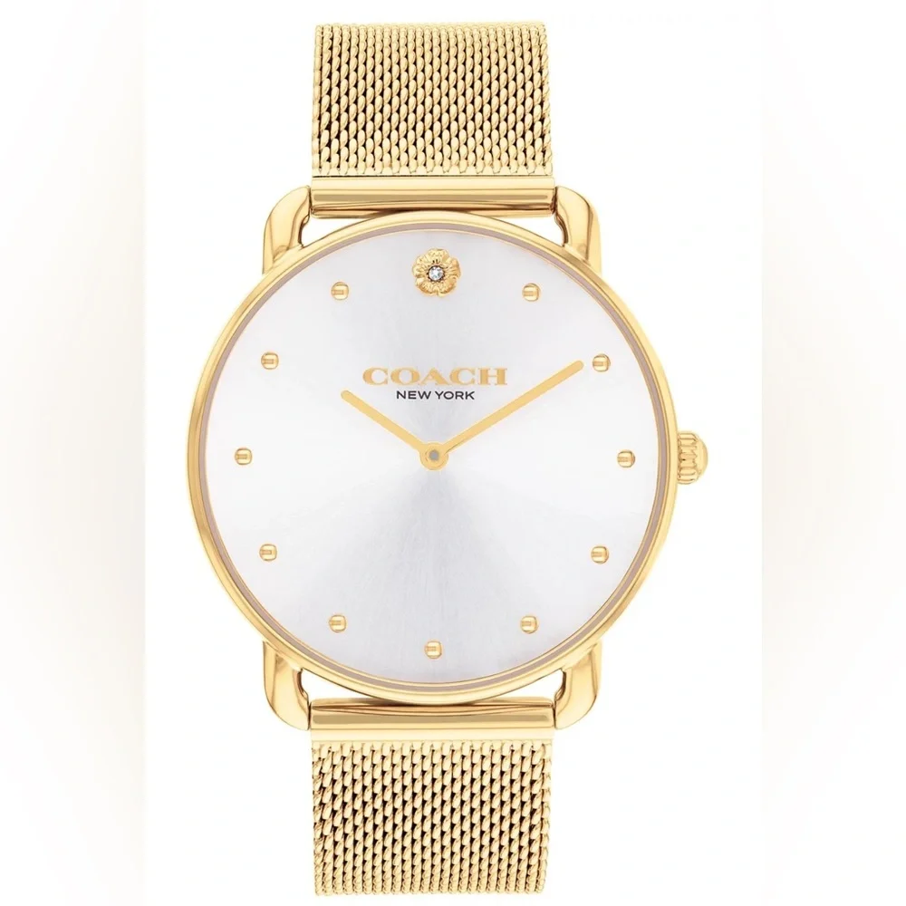 Coach Women's Elliot Gold-Tone Stainless Steel Mesh Bracelet Watch 36mm